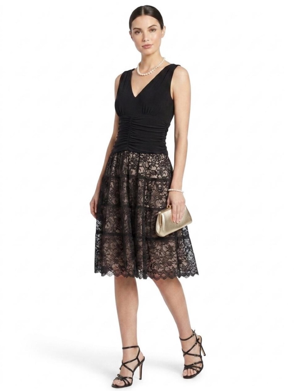 SLNY Black Lace Party Dress